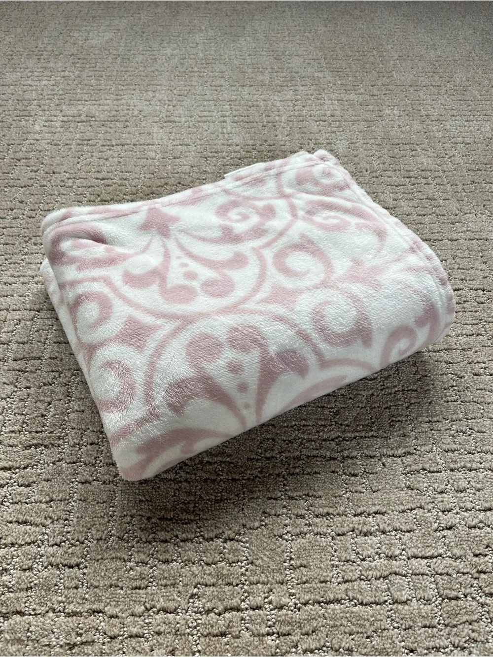 Pink and White Throw Blanket